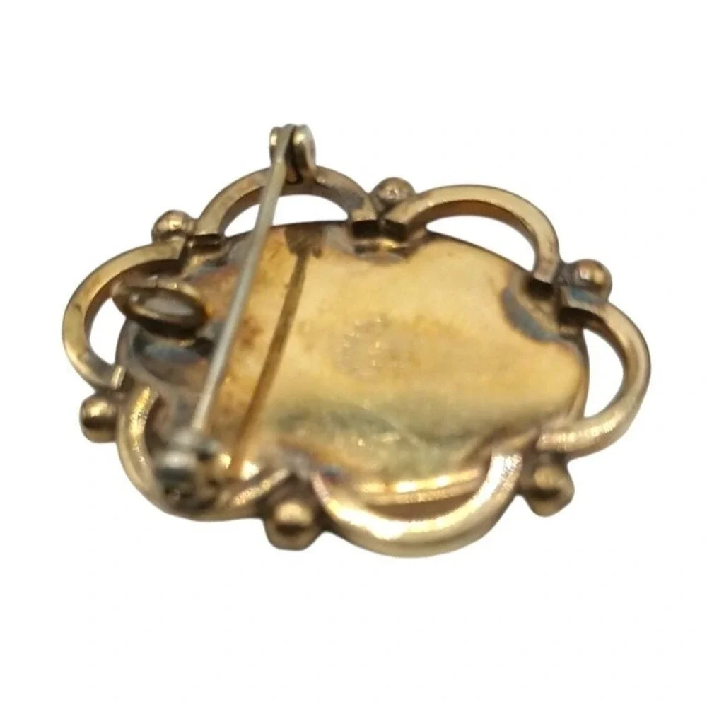 Winard Intaglio Cameo Brooch Pin‎ Pendant Black Glass 12k GF Jewelry Vintage